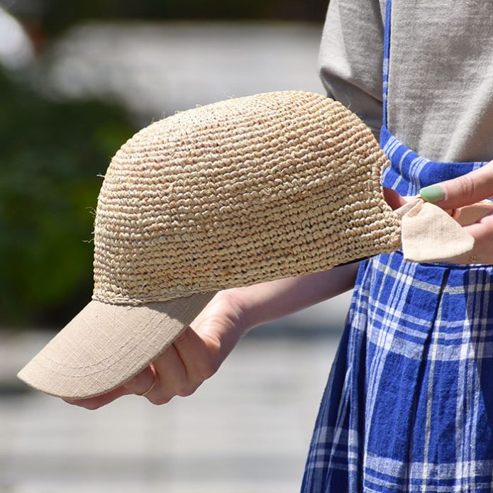 トップジミーのレディースコーディネート画像 アブ (ABU) RAFFIA CAP 後ろリボン ラフィア キャップ 帽子 NH-092