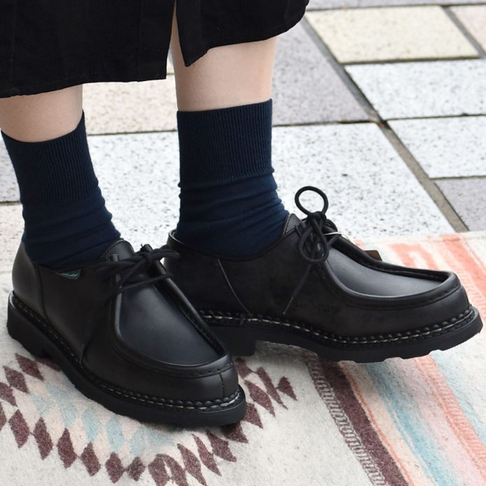 パラブーツ (PARABOOT) ミカエル チロリアンシューズ ブラック NOIR 721204 トップジミーのレディースコーディネート画像