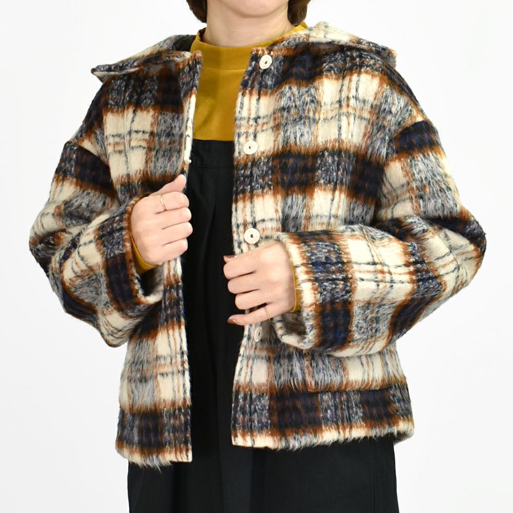 ♥HEYHEY セーラーカラーブルゾン チェック柄 オーバーサイズ♥ ケレンセーラーカラーデザインチェックコート入荷しました♪ | トップ