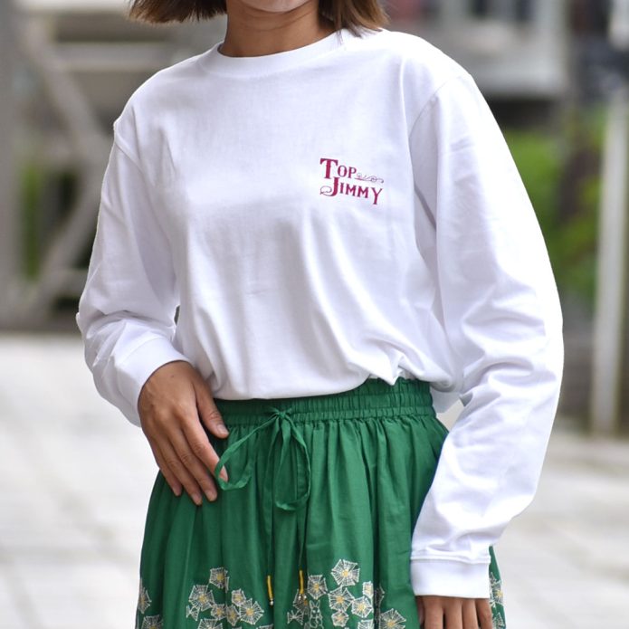 トップジミー (TOP JIMMY) TOP JIMMY LOGO LONG SLEEVE T-SHIRT 長袖ロゴTシャツ ショップオリジナル LST1 トップジミーのレディースコーディネート画像