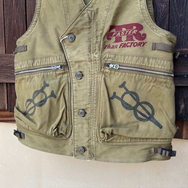 フリーホイーラーズ FREEWHEELERS --Throttle Racing- SUPPORT CREW SPEED ENGINEER SLEEVELESS COAT コットンベスト アビエイターベスト アビエイターズベスト