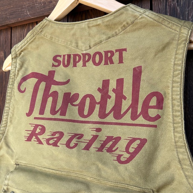 フリーホイーラーズ FREEWHEELERS --Throttle Racing- SUPPORT CREW SPEED ENGINEER SLEEVELESS COAT コットンベスト アビエイターベスト アビエイターズベスト