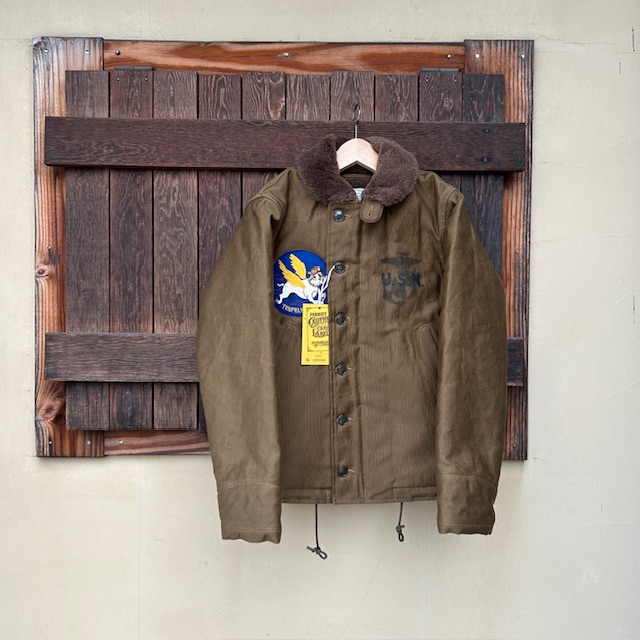 FREEWHEELERS(フリーホイーラーズ) 1944 U.S.M.C Marine Scout Bombing SQ932 -TEUFELHUND- TYPE N-1 1940s MILITARY CLOTHING NXS1404 Original Jungle Cloth Paraffin Coating DARK KHAKI BEIGE