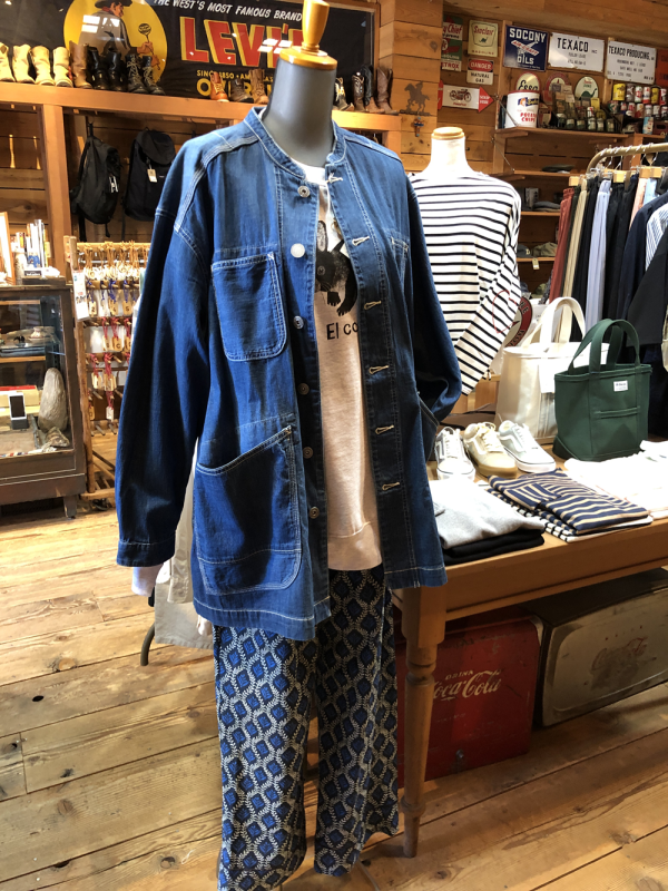 カフェッティ (Cafetty) ロングカバーオール デニムジャケット ノーカラージャケット CF-7194