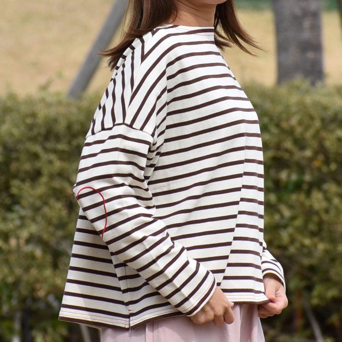 ポンデシャロン (PONT DE CHALONS) ハートパッチボーダーT 長袖Tシャツ ワイドTシャツ 22615612 トップジミーのレディースコーディネート画像