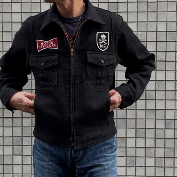 フリーホイーラーズ (FREEWHEELERS) -STONE COLD- BLACK ROGUE Vintage Style Yarn-Dyed Pique モーターサイクルジャケット カスタム ワークジャケット アウター 2621011